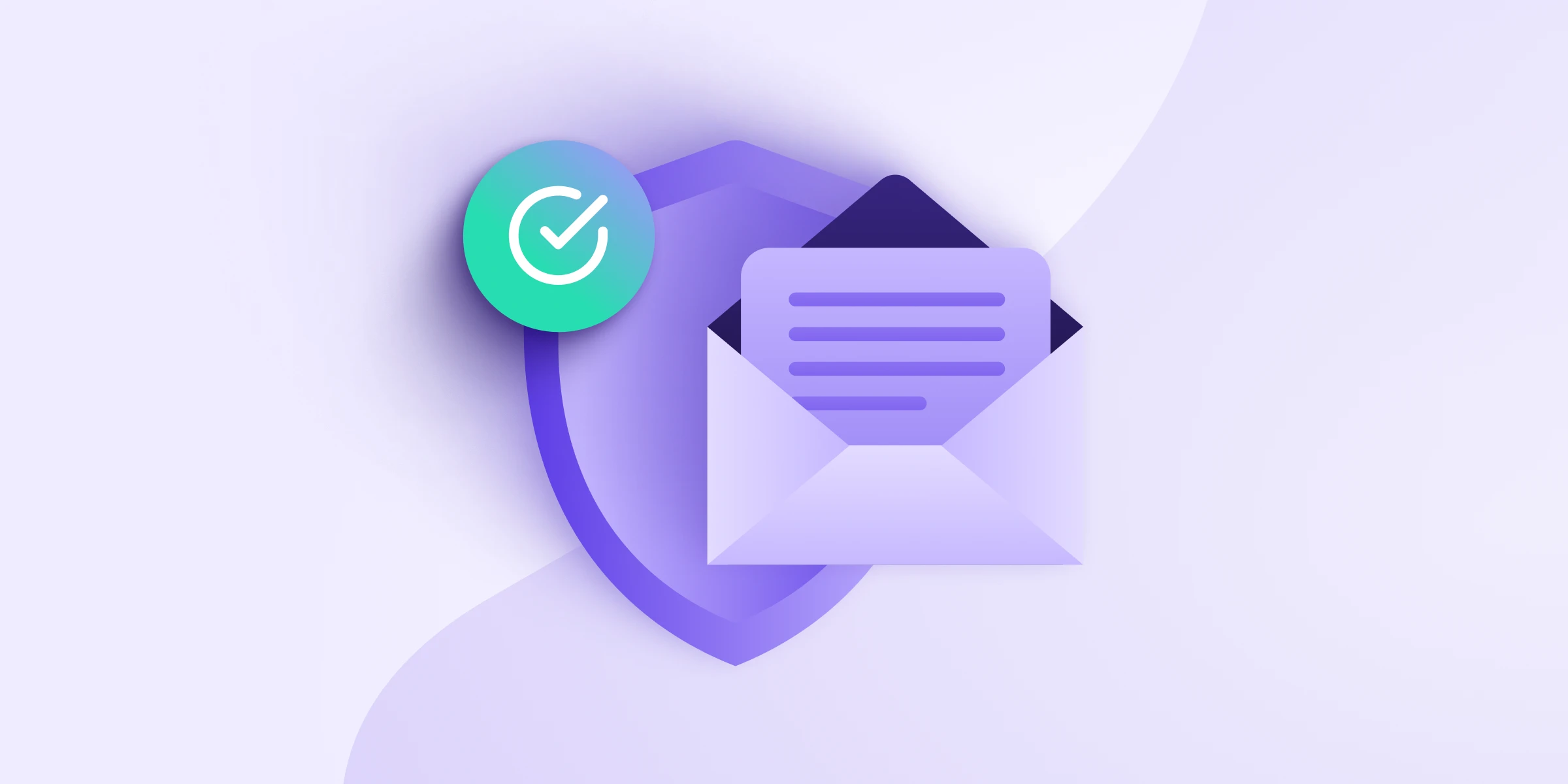 Representation of cybersecurity with a shield and email icon